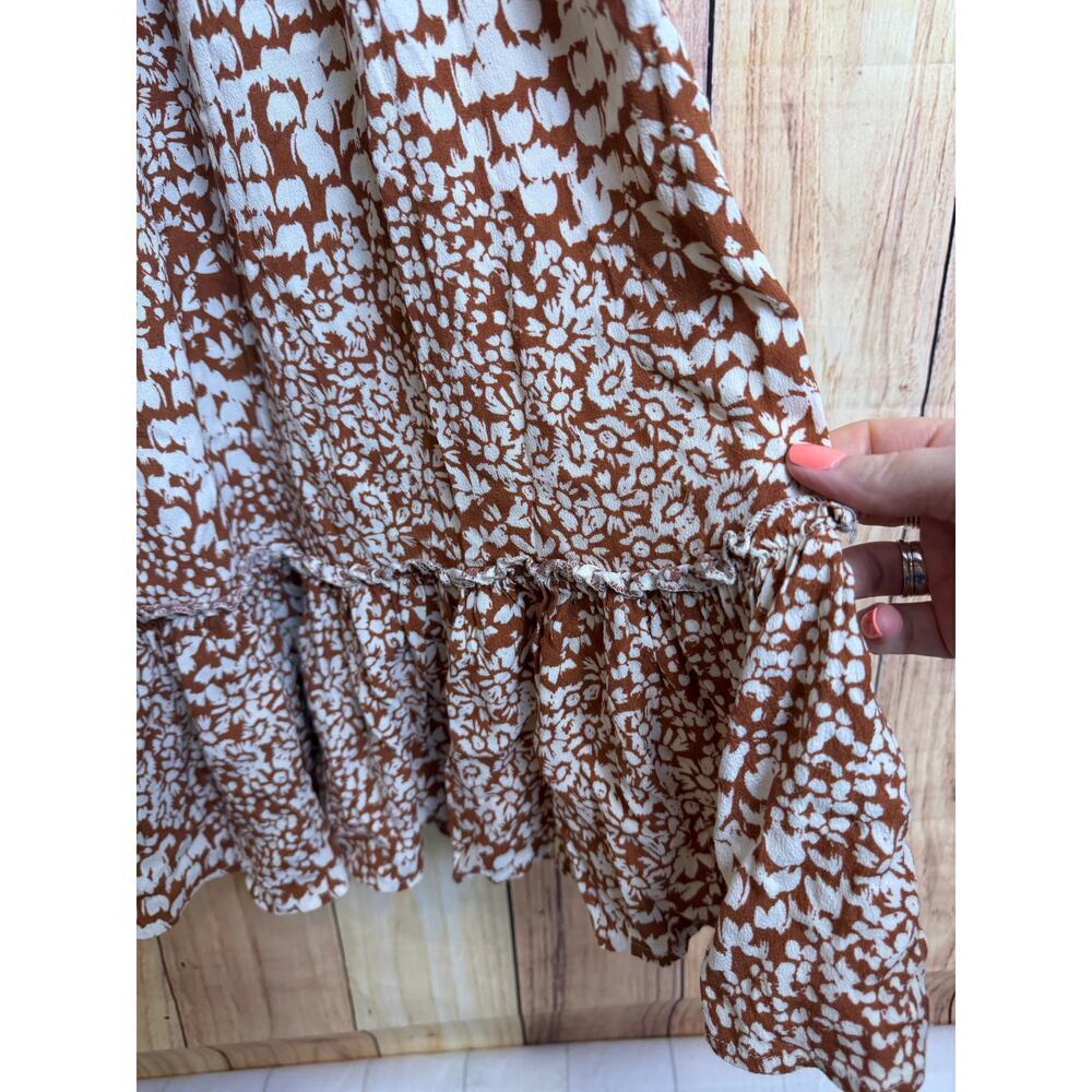By Together Maxi Dress Ruffle Hem Ruched Top Adjustable Straps Rust Color Size S - Picture 7 of 7